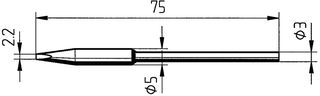 0212FDLF/SB - Soldering Iron Tip, Chisel, 2.2 mm - ERSA