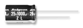 6.3ZL2200MEFC10X23 - Electrolytic Capacitor, Miniature, 2200 µF, 6.3 V, ± 20%, Radial Leaded, 4000 hours @ 105°C, Polar - RUBYCON
