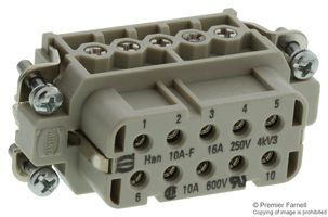 09200102812 - RECTANGULAR HAN INSERT, FEM, 10WAY SCREW - HARTING