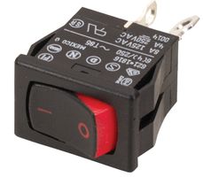 62112421-0-0-N - SWITCH, ROCKER, DPDT, 8A, 250V, BLACK - CARLING TECHNOLOGIES