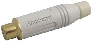 ACJR-WHT - RCA (Phono) Audio / Video Connector, 2 Contacts, Socket, Gold Plated Contacts, Metal Body, White - AMPHENOL SINE/TUCHEL