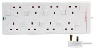 2818NS(1N) 10M - Surge Protector, 8 Outlets, UK, 13 A, 250 V, UK Type G, 10 m - PRO ELEC