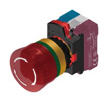 MP-AP2E-LTE02Q4R - Emergency Stop Switch, LED 24V, Red, DPST-NC, Pushlock/Rotation Release, Quick Connect, 10 A, 120 V - MULTICOMP PRO