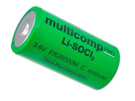 MP013872 - Battery, 3.6 V, C, Lithium Thionyl Chloride, 6 Ah, Raised Positive and Negative, 1 - MULTICOMP PRO