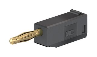 22.1004 + 22.2030-21 - Banana Test Connector, 2mm, Plug, Cable Mount, 10 A, 60 V, Gold Plated Contacts, Black - STAUBLI