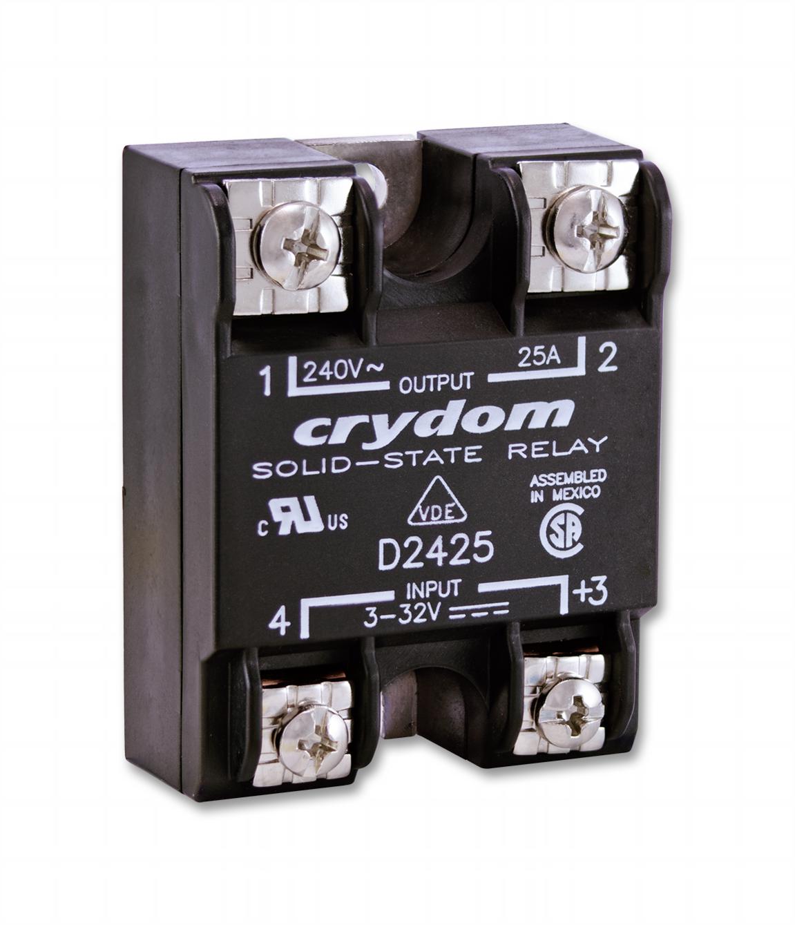 D2425 SSR, 25A, 24-280VAC, 3-32VDC, ZERO SENSATA/CRYDOM