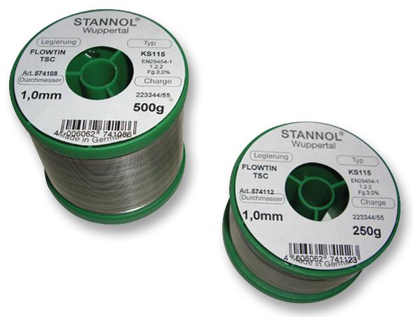 574117 SOLDER WIRE, KS115, 0.7MM, 250G STANNOL