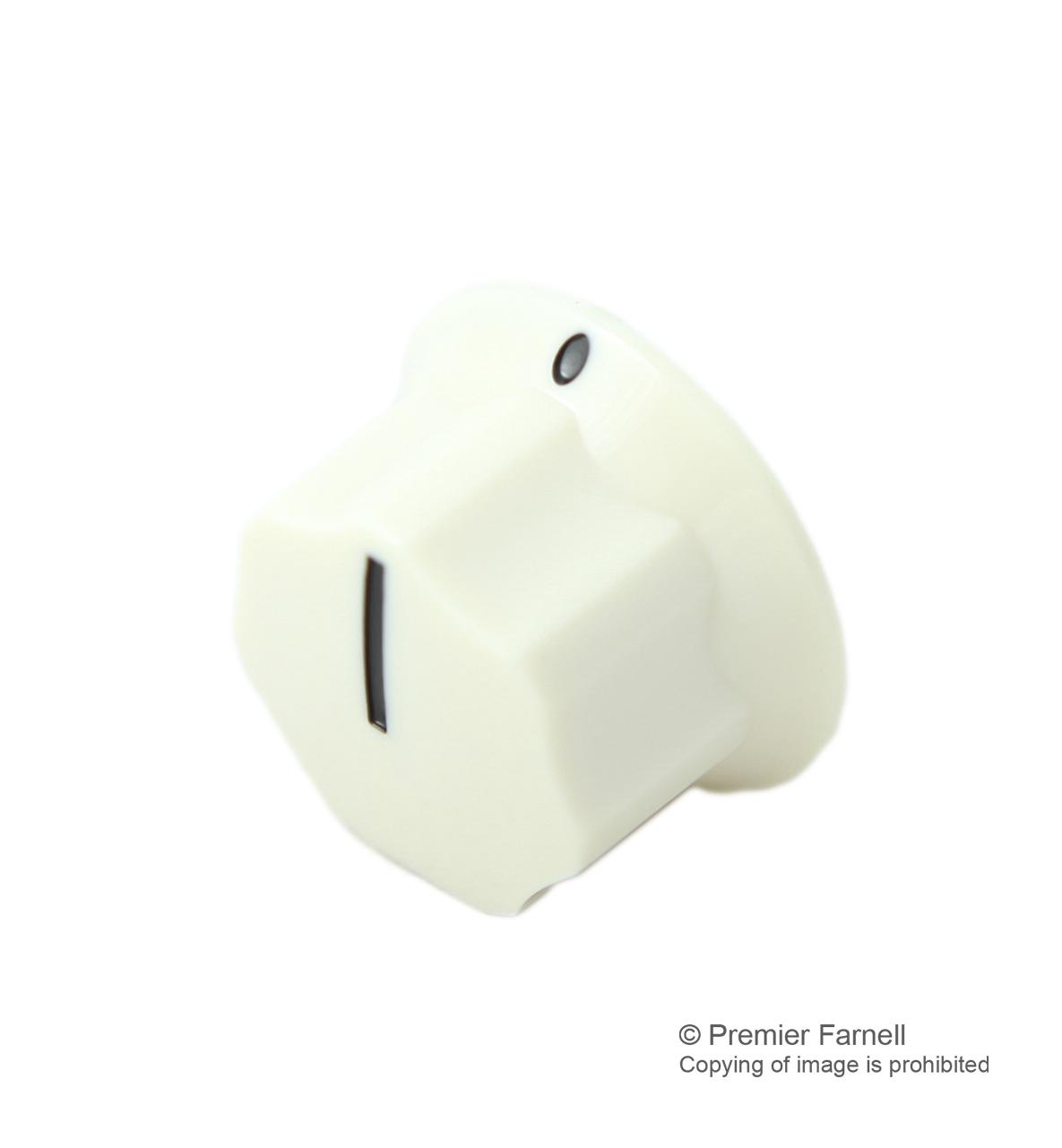 CF-W2-91-S(6.4)W6 KNOB, 25MM, ALMOND, SCREW 6.4 SHA MULTICOMP