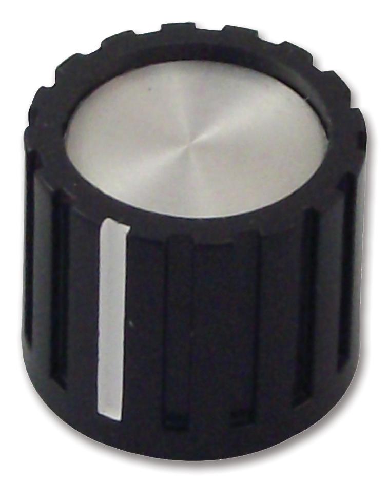 CF-X1-M-S(6.4)E KNOB, PLASTIC, 45MM, AL CAP MULTICOMP