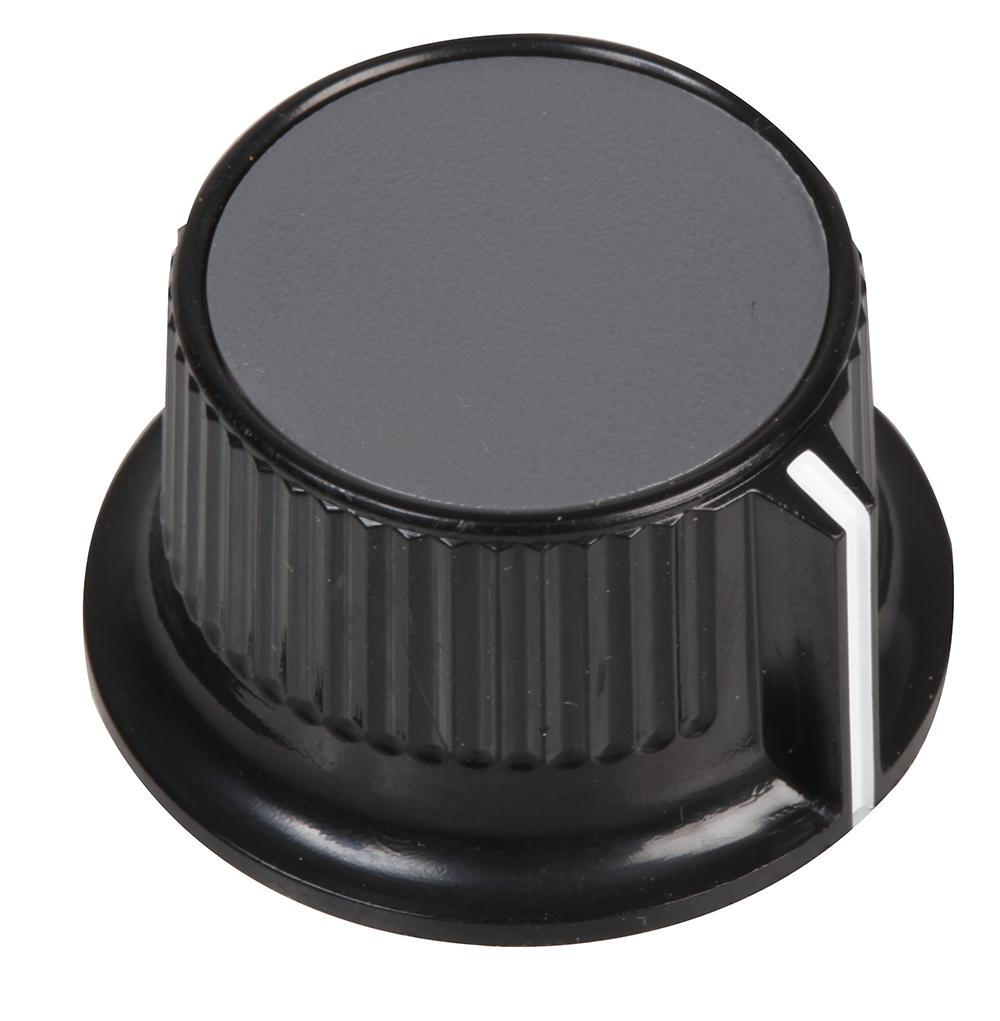 CP-LB28-5-6D KNOB, 28MM, BLACK, CAP 6 SHAFT MULTICOMP
