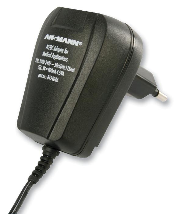 8194046 ADAPTOR, AC-DC, MEDICAL, 5V, 0.9A ANSMANN