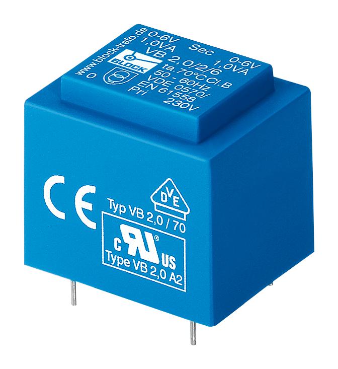 VB2.8/2/6 TRANSFORMER, 2.8VA, 2 X 6V BLOCK