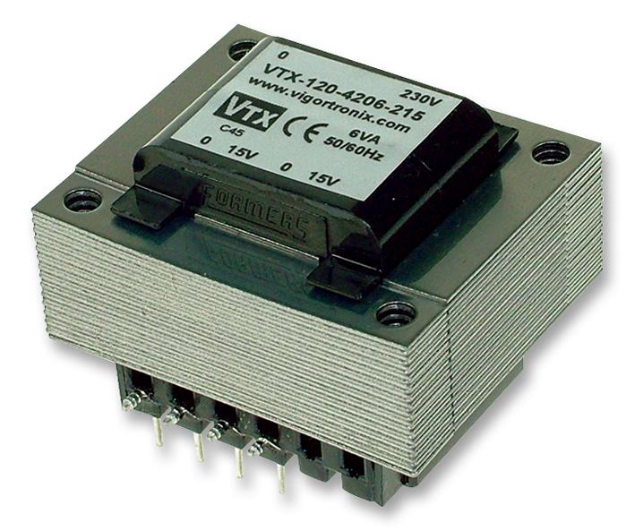 VTX-120-4206-215 TRANSFORMER, 6VA, 2 X 15V VIGORTRONIX