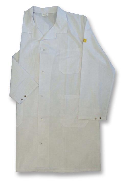 108-4001 WHITE ESD LAB COAT, LONG SLEEVE, M MULTICOMP