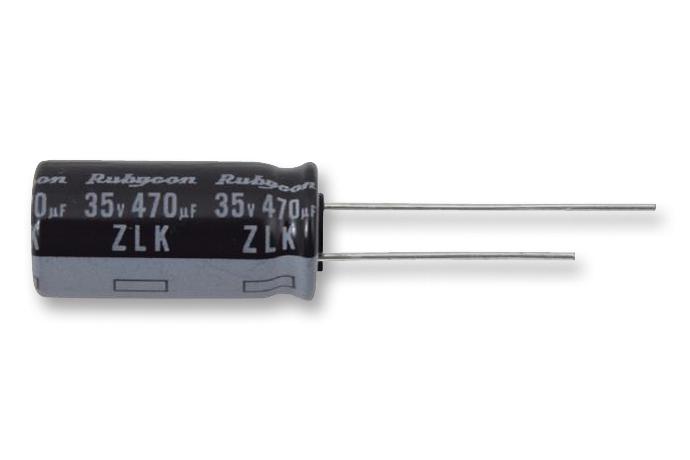 25ZLK470M8X20 CAP, 470µF, 25V, 20% RUBYCON