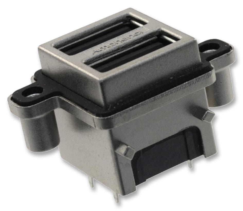 MUSBC51100 USB STACKED, 2.0 TYPE A, 2PORT, VERTICAL AMPHENOL ICC