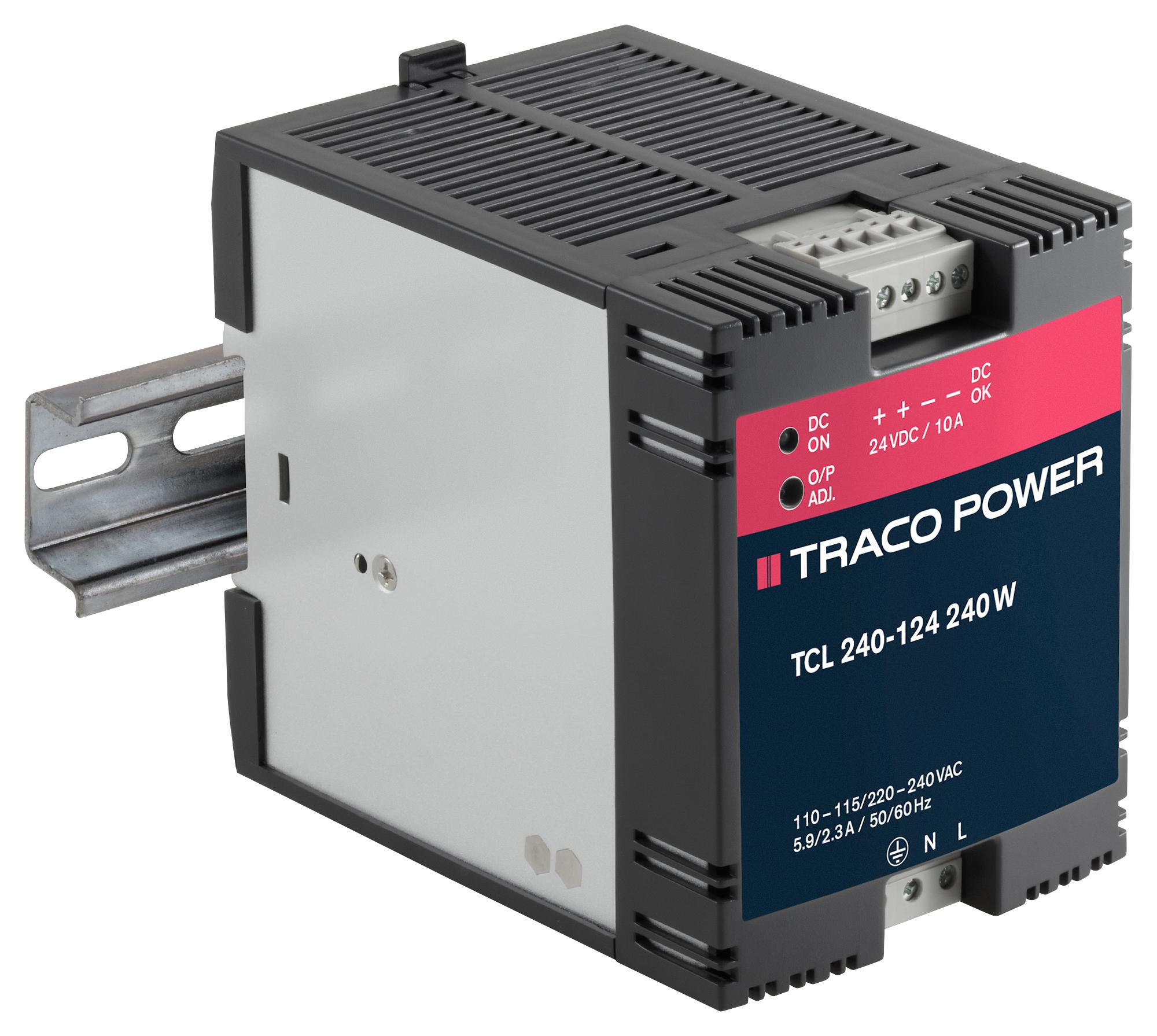 TCL 240-124 PSU, AC/DC, 10A, 240W, DIN TRACO POWER