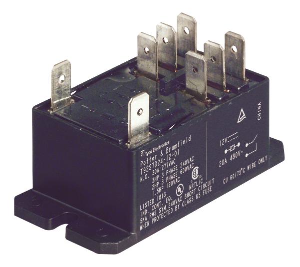 T92P7D12-12 RELAY, DPST-NO, 277VAC, 28VDC, 40A POTTER&BRUMFIELD - TE CONNECTIVITY