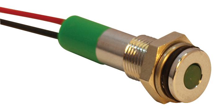 Q6F3CXXG24E INDIC LED FLUSH 6MM GRE 24VDC,IP67 APEM