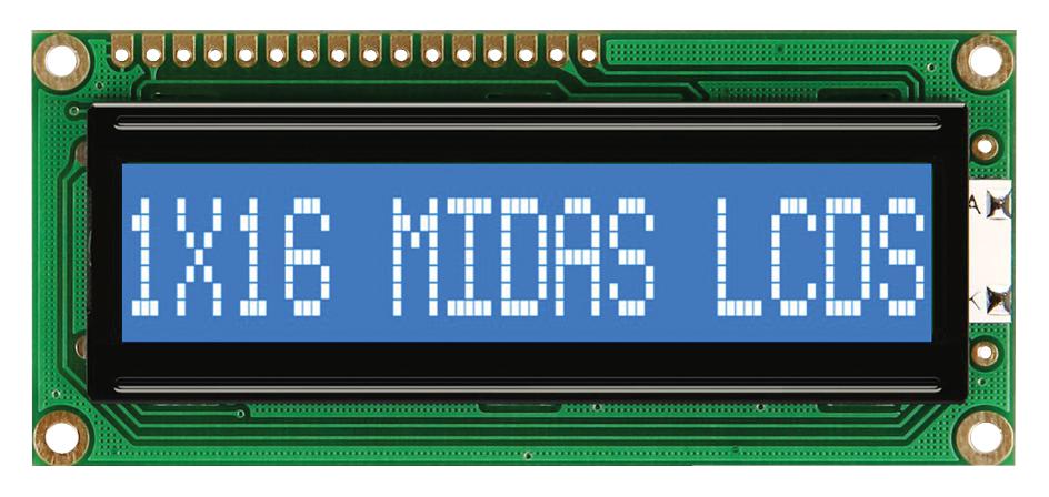 MC11605A6WK-BNMLW-V2 DISPLAY, ALPHANUMERIC, 16X1, WHITE MIDAS