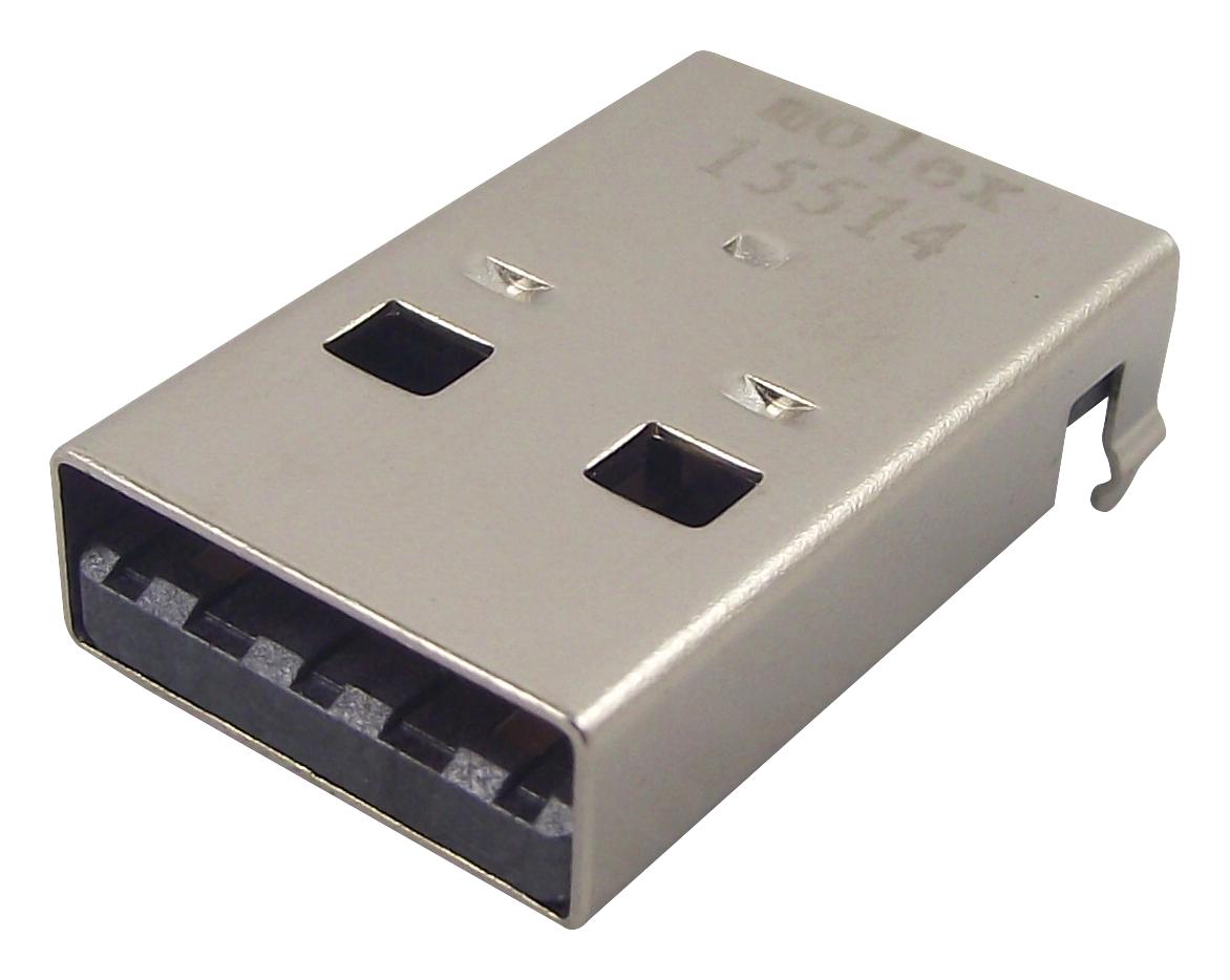 48037-2100 USB CONN, 2.0 TYPE A, PLUG, 4POS, SMT MOLEX