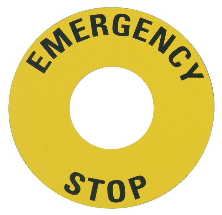CCTTBES NAMEPLATE, E-STOP, ROUND, 60MM, YELLOW CAMDENBOSS