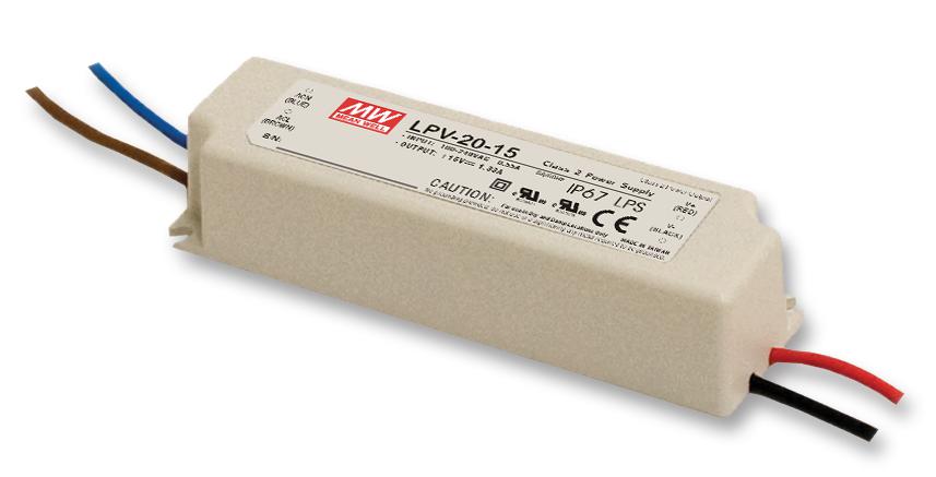 LPV-60-24 LED DRIVER, AC-DC, CV, 2.5A, 24V MEAN WELL