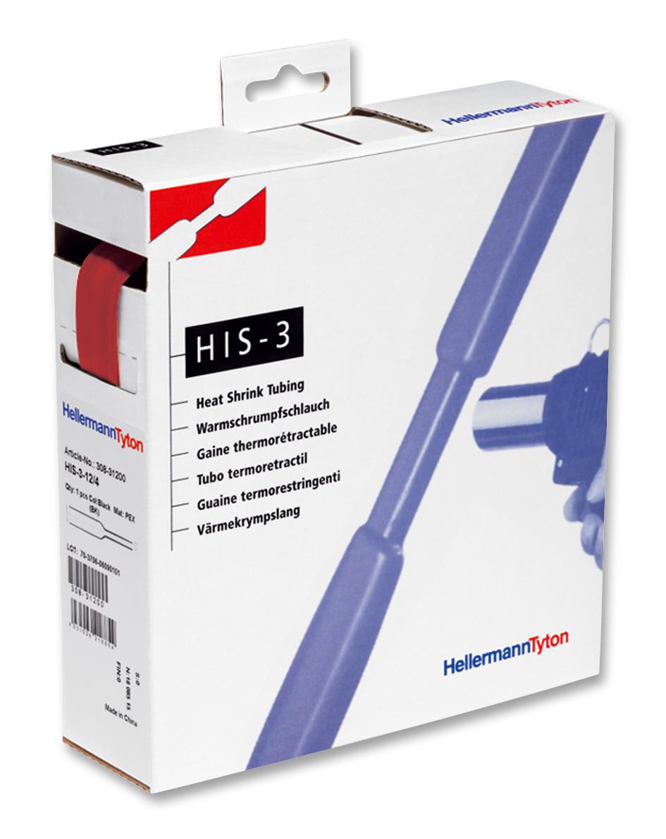 308-31202 HEAT SHRINK, RED, 12MM, 5M HELLERMANNTYTON