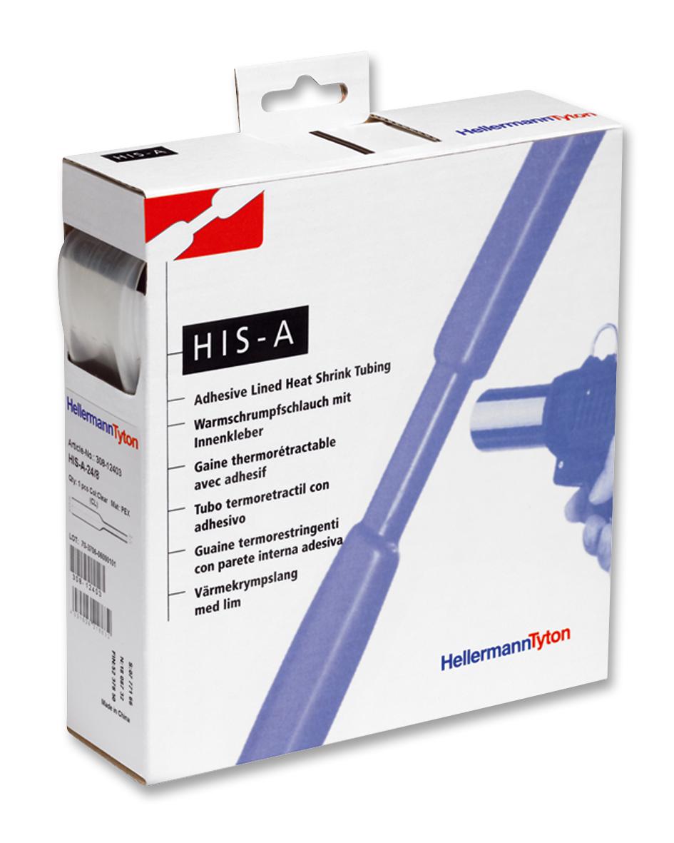 308-11803 HEAT SHRINK, ADH, CLEAR, 18MM, 4M HELLERMANNTYTON