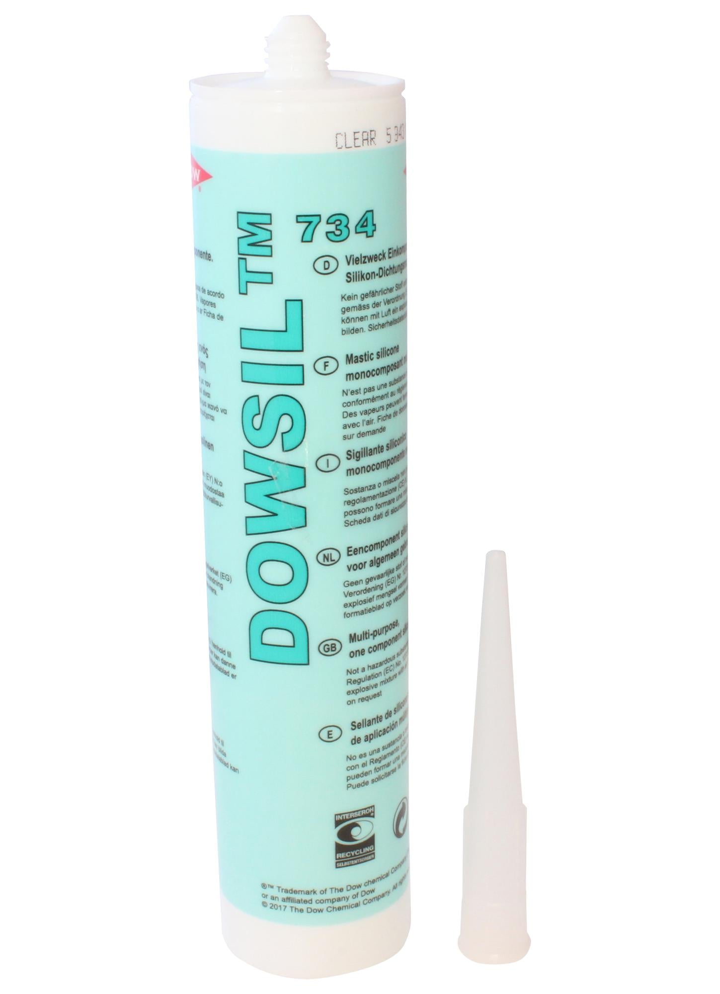 734 CLEAR 310ML RTV SILICONE, 734, CLEAR, 310ML DOW