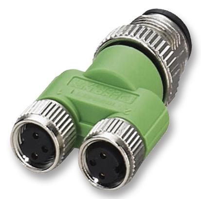 SAC-3P-M12Y/2XM 8FS SPLITTER, M12 PLUG TO 2 X M8 RCPT, 3P PHOENIX CONTACT