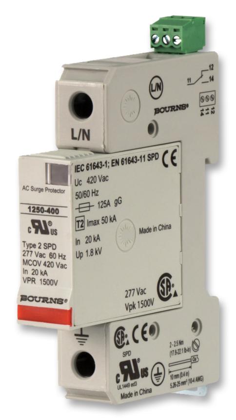 1250-1S-230 MAINS SURGE PROTECTOR, 275VAC, DIN RAIL BOURNS