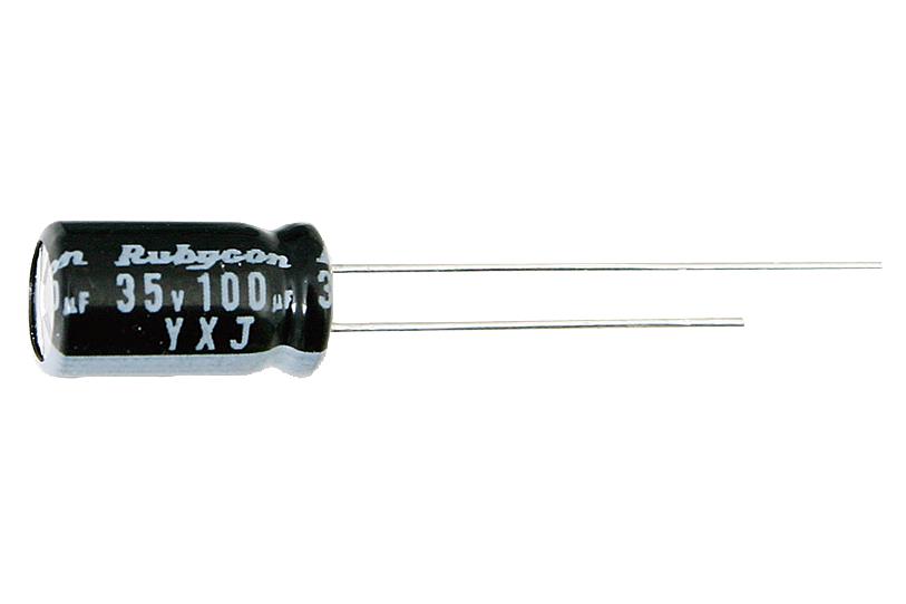 100YXJ220M12.5X25 CAP, 220µF, 100V, 20% RUBYCON