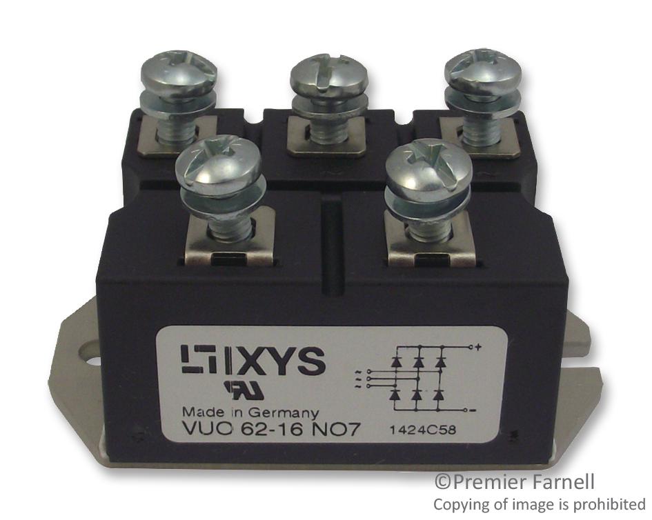 VUO62-16NO7 BRIDGE RECT, THREE, 60A, 1.6KV, PANEL IXYS SEMICONDUCTOR