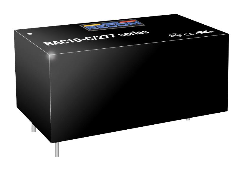 RAC10-05SC/277 AC/DC CONV, FIXED, 10W, 5V, 2A RECOM POWER