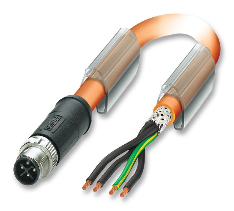 SAC-4P-MSS/ 3,0-PUR PE SH SCO SENSOR LEAD, M12 PLUG, 4POS, ORANGE PHOENIX CONTACT