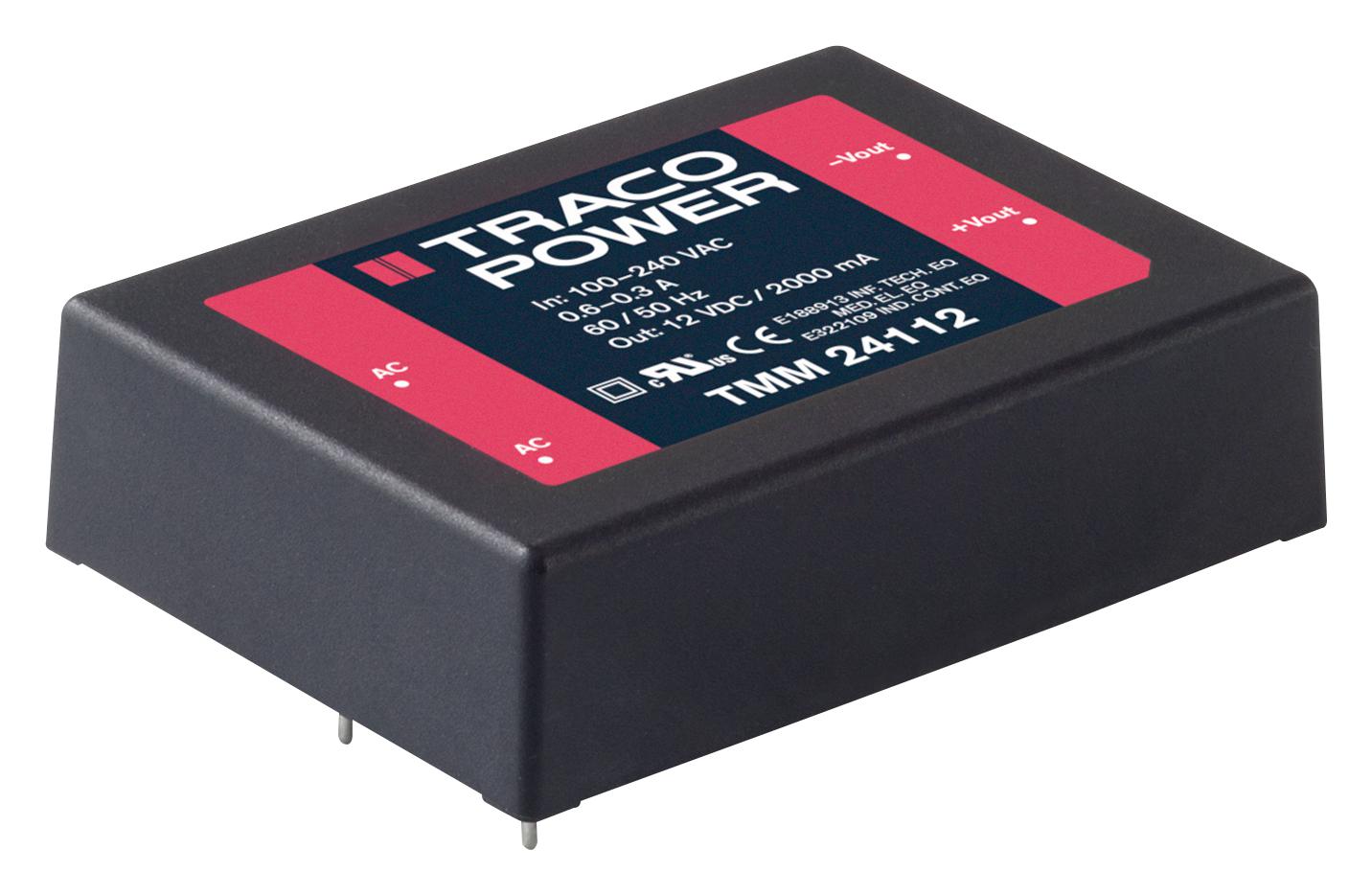 TMM 24124 POWER SUPPLY, AC-DC, MEDICAL, 24V, 1A TRACO POWER