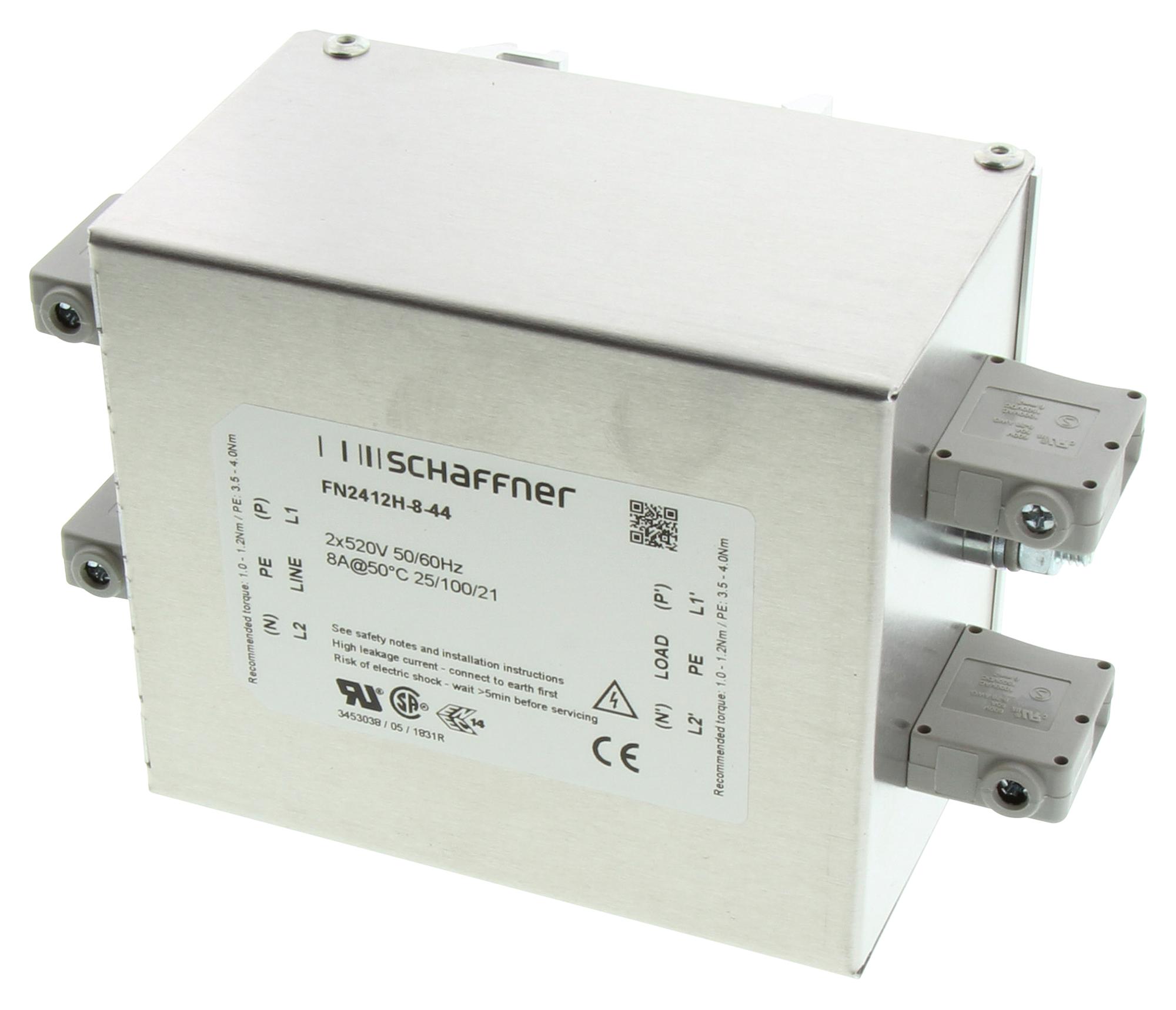 FN2412H-8-44 FILTER, POWER LINE, 8A, 300VAC SCHAFFNER