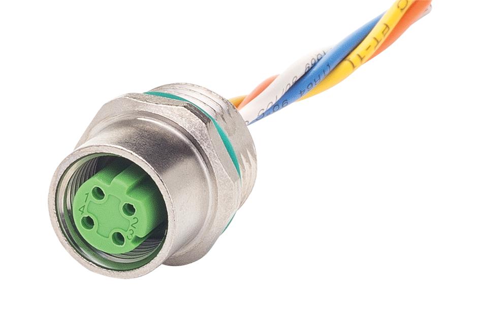 21 34 870 0484 010 SENSOR CORD, 4P, M12 RCPT-FREE END, 1M HARTING