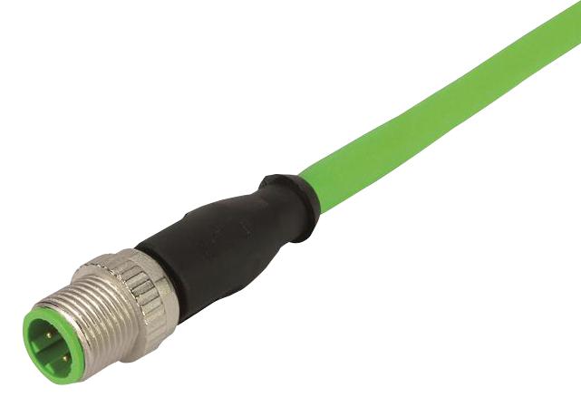 21 34 929 3405 010 SENSOR CORD, 4P, M12 PLUG-RCPT, 1M HARTING