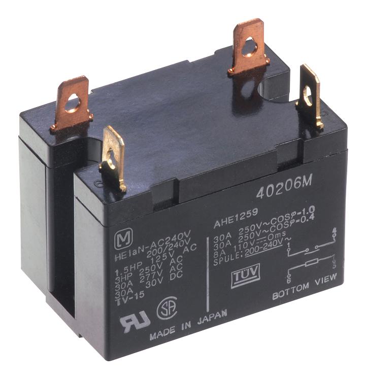 HE1AN-AC200V POWER RELAY, SPST-NO, 240VAC, 30A, PANEL PANASONIC