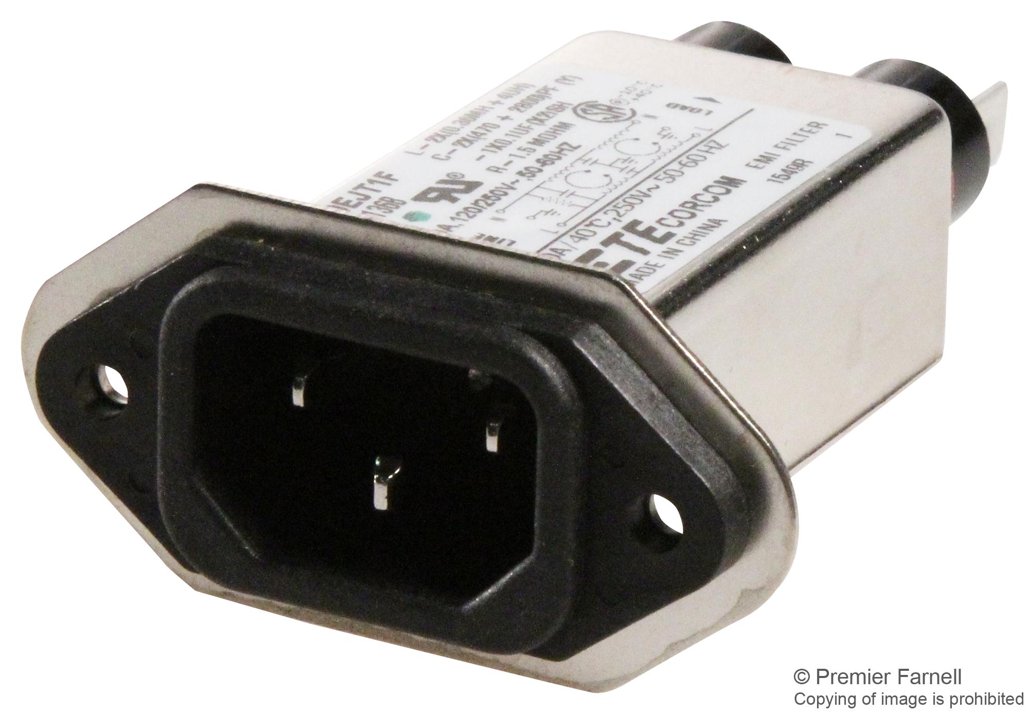 10EJT1F POWER LINE FILTER, 10A, 430UA, 250VAC CORCOM - TE CONNECTIVITY