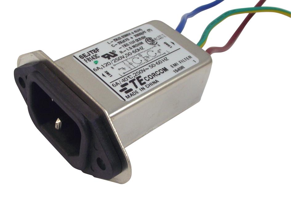 6EJT8F POWER LINE FILTER, 6A, 430UA, 250VAC CORCOM - TE CONNECTIVITY