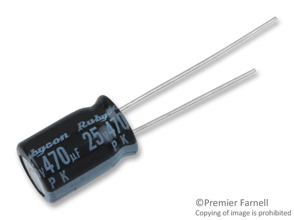25PK470MEFC8X11.5 CAP, 470µF, 25V, 20% RUBYCON