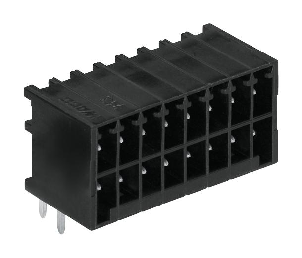 713-1428 TERMINAL BLOCK, HEADER, 16POS, R/A, BLK WAGO