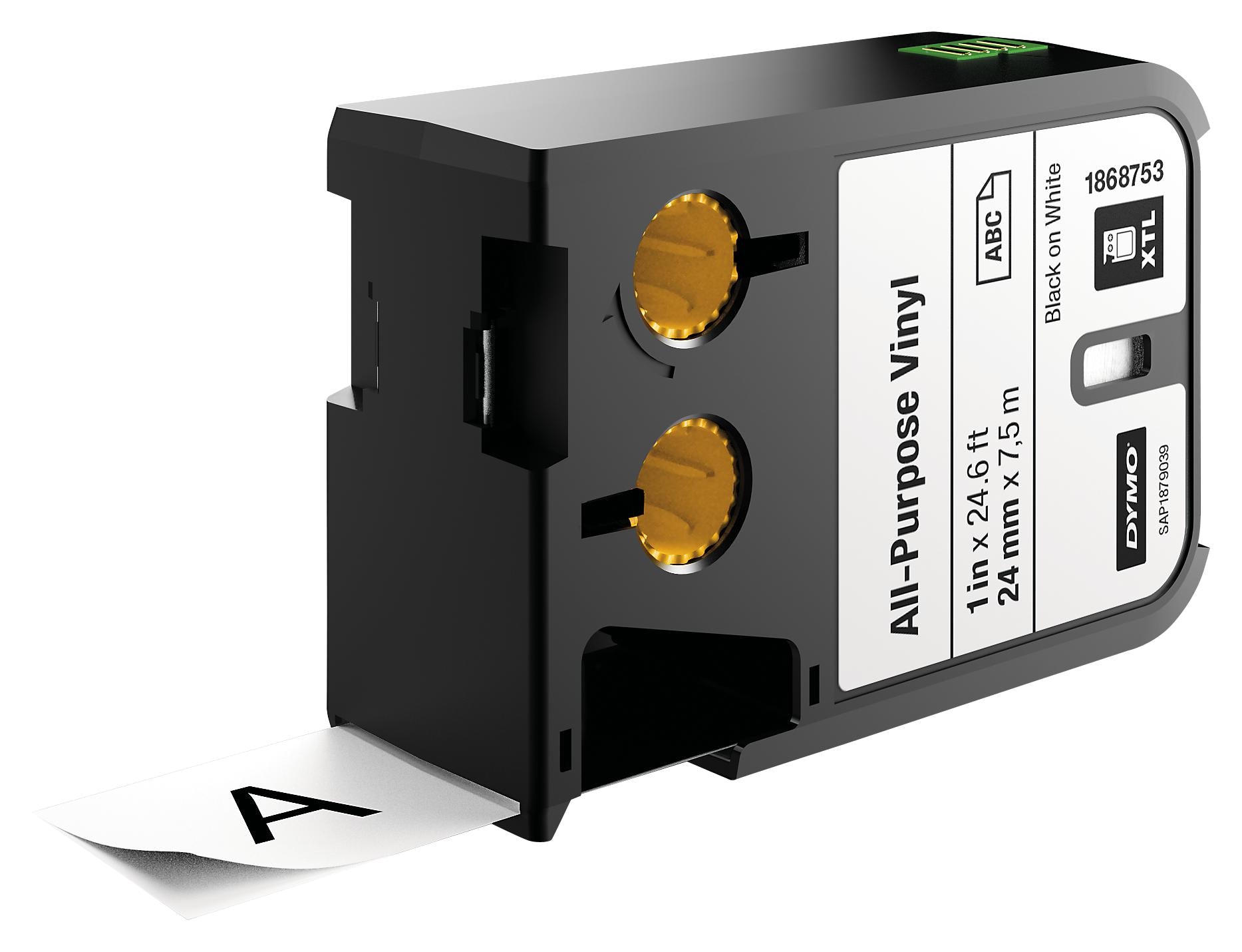 1868753 LABEL TAPE, 0.94" X 22.9FT, BLACK/WHITE DYMO