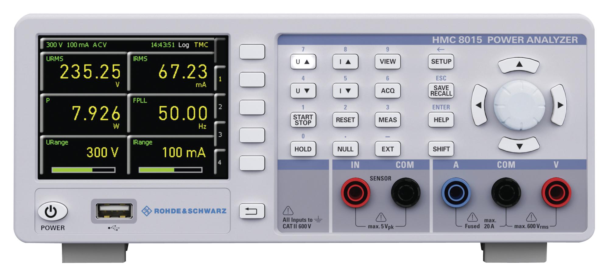 HMC8015COM POWER ANALYZER, 2-CH, 100KHZ, 5-600V ROHDE & SCHWARZ