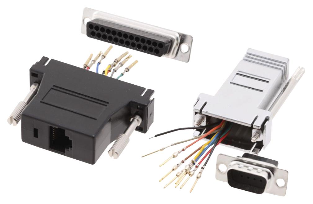 DA25-PMJ8-M-K-RC MOD ADAPTOR, 25POS D SUB PLUG-RJ45 JACK MH CONNECTORS