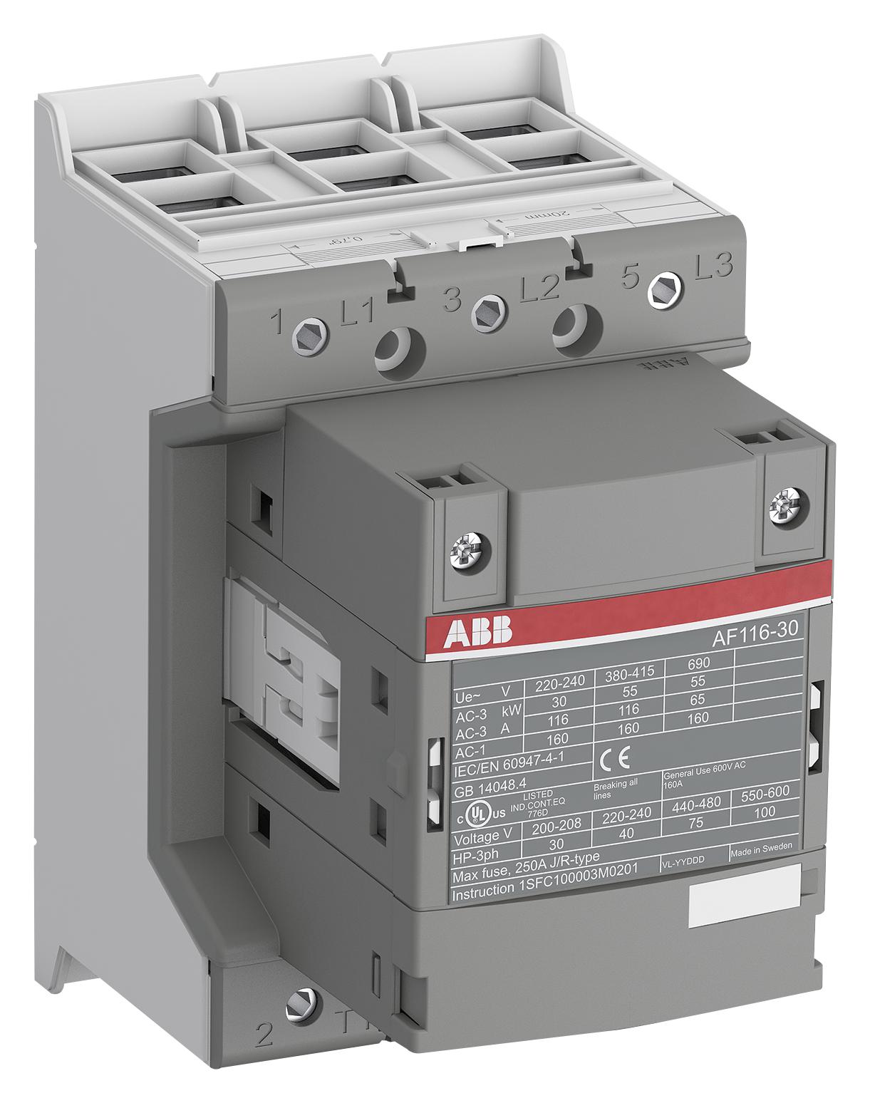AF116-30-11-14 CONTACTOR, 3PST-NO, 690V, DINRAIL ABB