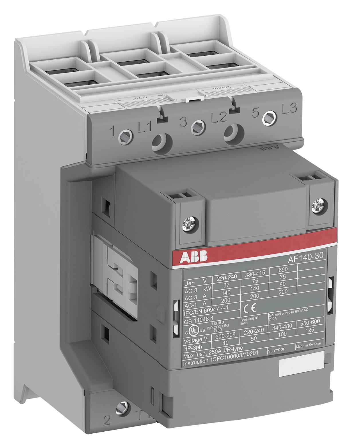 AF140-30-11-13 CONTACTOR, 3PST-NO, 690V, DINRAIL ABB